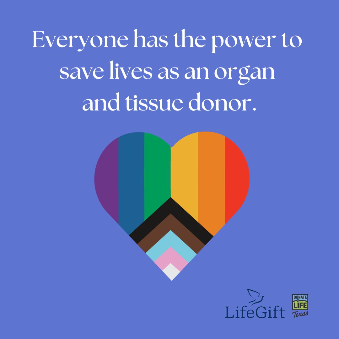 November 13th - 19th celebrates Transgender Awareness Week. We ALL have the power to save lives and inspire hope as an organ and tissue donor. Learn more and register at donatelifetexas.org. #donatelife #givehope