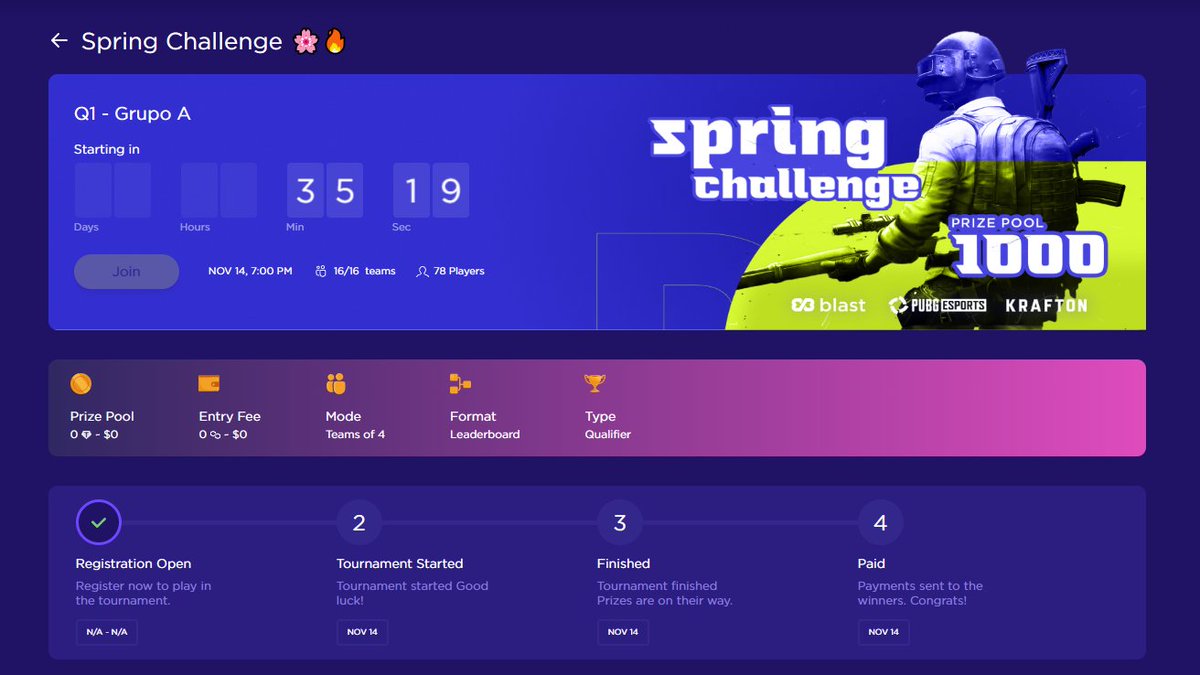 BlastGMI's tweet photo. 30 minutes away! #BlastSpringChallenge ๐ธ
To all players: remember to join our Discord and join the PUBG channel to coordinate lobby access and keep posted about the qualys!
Join Discord here ๐ https://t.co/mRsWcj5tKs