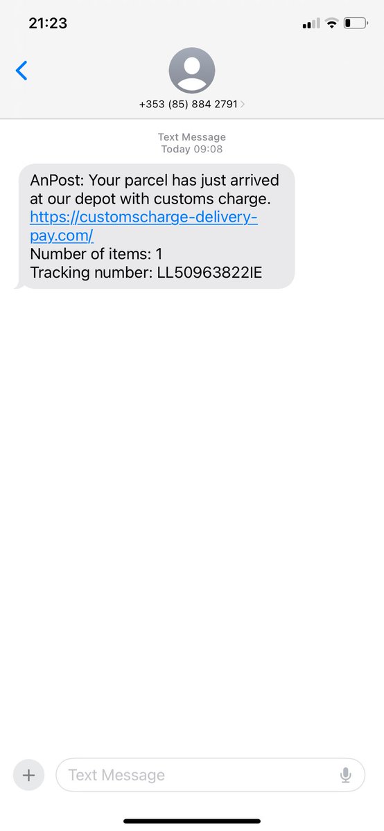 kmwyer's tweet photo. @Postvox hi, I got this text this morning… is it a scam? https://t.co/6tjQncITha