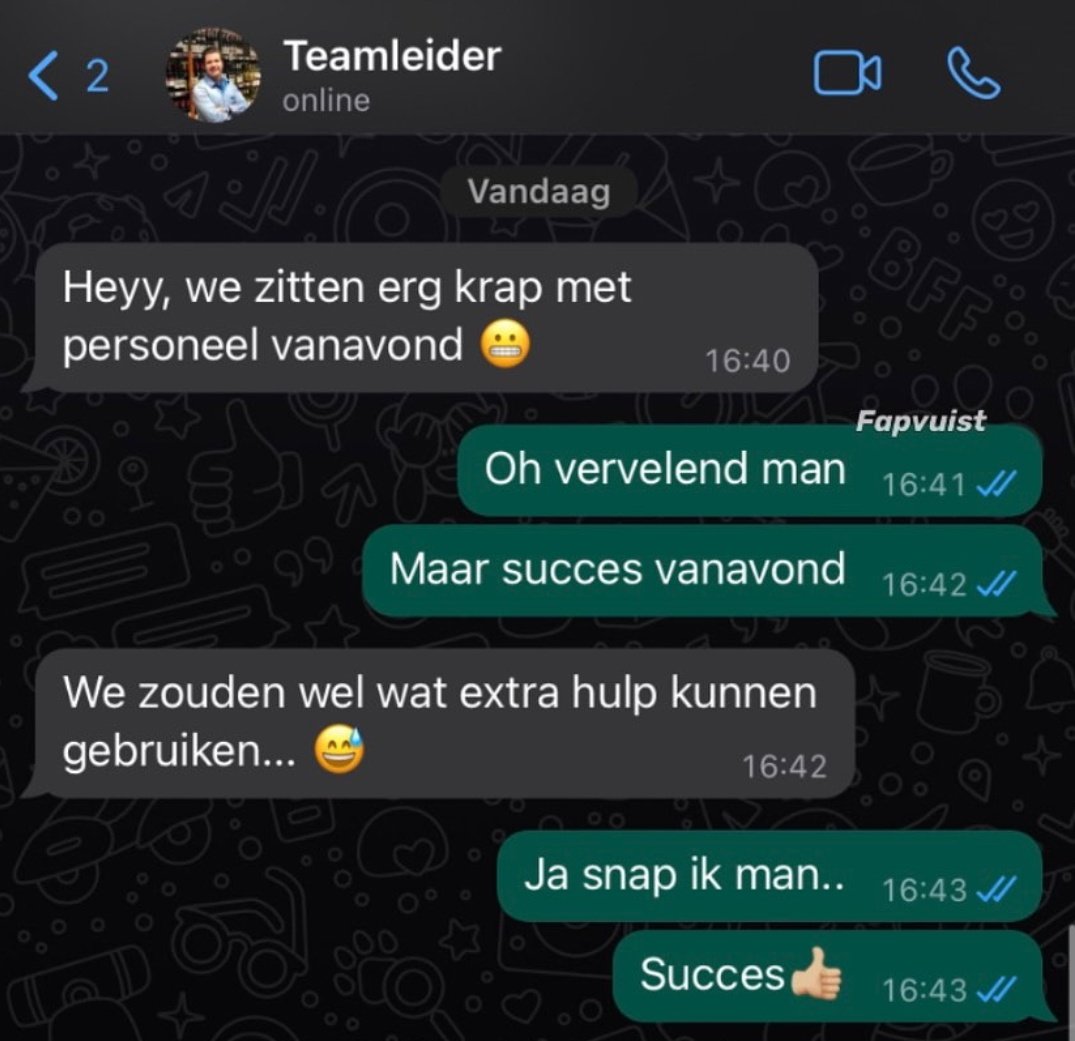 Enige juist reactie eigenlijk als je continu gevraagd wordt extra te werken. 😆