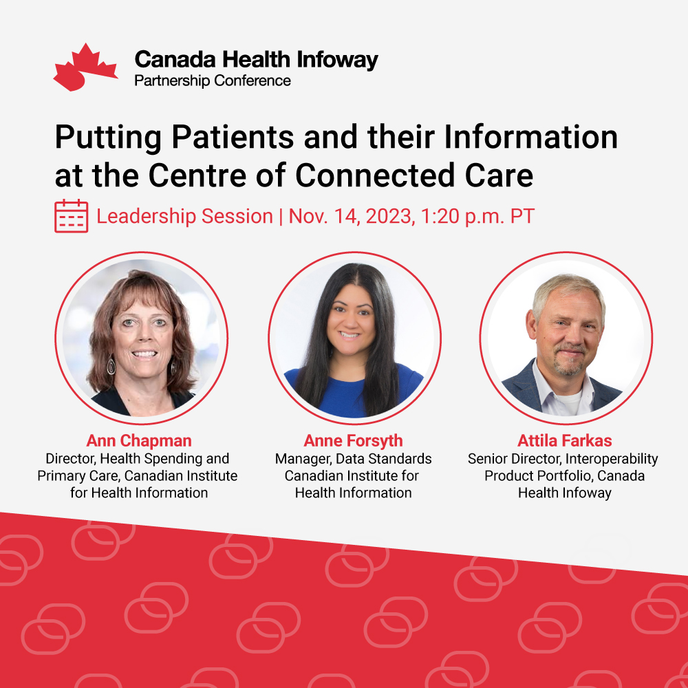 Infoway's tweet photo. Next up on the Partnership Conference stage is Ann Chapman, Anne Forsyth and Attila Farkas. In this Leadership Session, we'll learn more about putting patients and their information at the centre of connected care. #ThinkDigitalHealth @CIHI_ICIS https://t.co/OskkoqnjVB