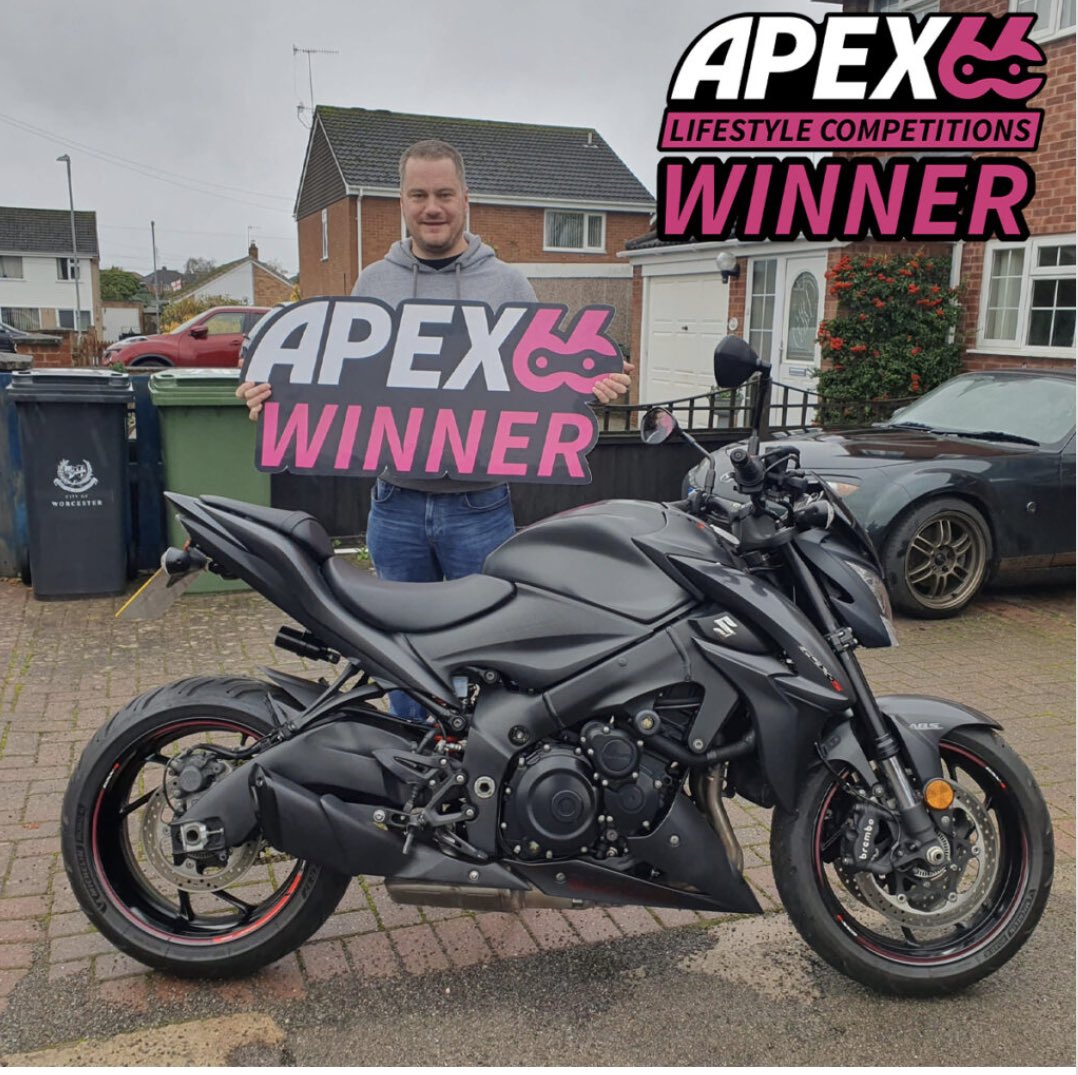 apexsixtysix's tweet photo. A massive congratulations to Mark Bonnes from Worcester for winning this stunning Suzuki GSX-S1000.
Mark was very happy to receive a phone call during the live draw to let him know that he had managed win this stunner bike for just £1.99!
Check us out https://t.co/xDKu6lo4Lt https://t.co/SSqGy10w8i