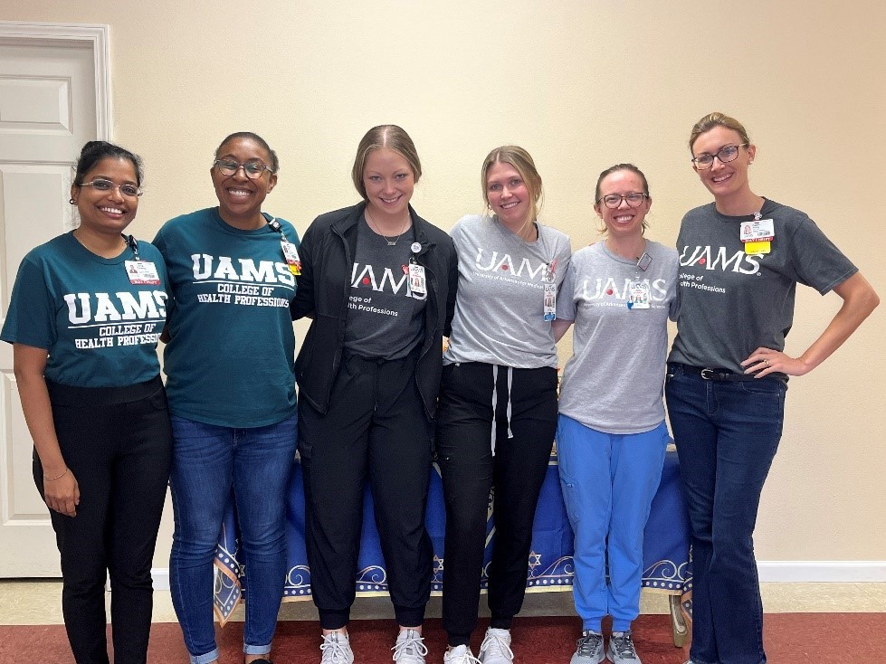 Audiology Faculty & students volunteered for community hearing screenings with Altrusa at the Faith Fellowship Church in Hot Springs Village, AR. Around 75 adults were seen for hearing, cognition & balance screenings and counseled on the follow-up recommendations during event.