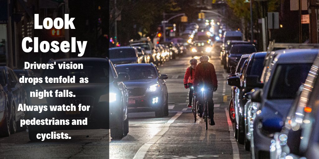 Look Closely. Always watch for pedestrians and cyclists, especially during #DuskandDarkness. #VisionZero