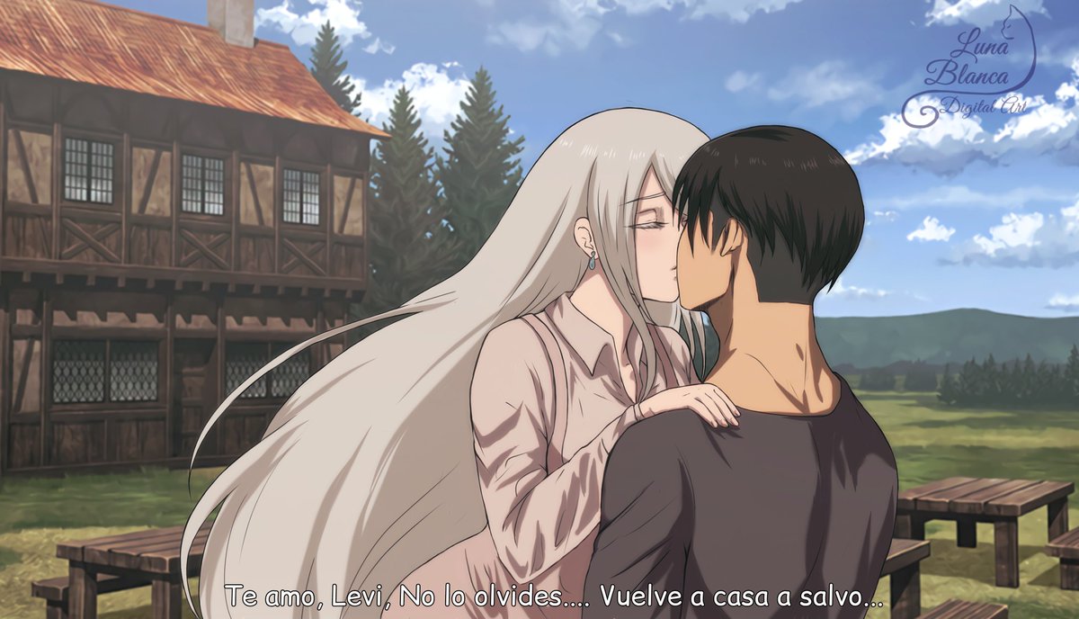 Luna_BlancaArt's tweet photo. Beso de despedida #LeviAckerman #AttackOnTitan #ShingekiNoKyojin #aot #OCxCanon  #進撃の巨人 #リヴァイ兵長  #リヴァイ https://t.co/hl7QC8W2JF