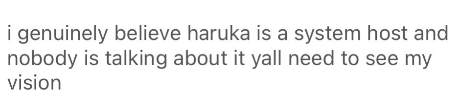 milconfesses's tweet photo. i genuinely believe haruka is a system host and   nobody is talking about it yall need to see my vision - 🐝 https://t.co/US2TCAIPYt