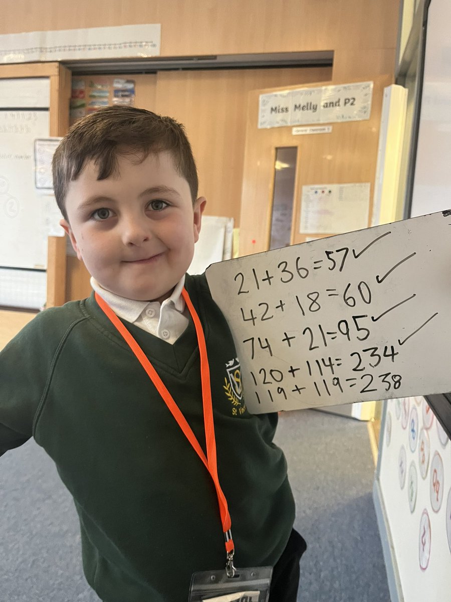 This superstar from Primary 2 was completing “super challenges” when I visited his class this morning. He could confidently explain how he calculated his answers, using a hundred square to help him. Well done O! 👏🏻 #proudHT #numeracy