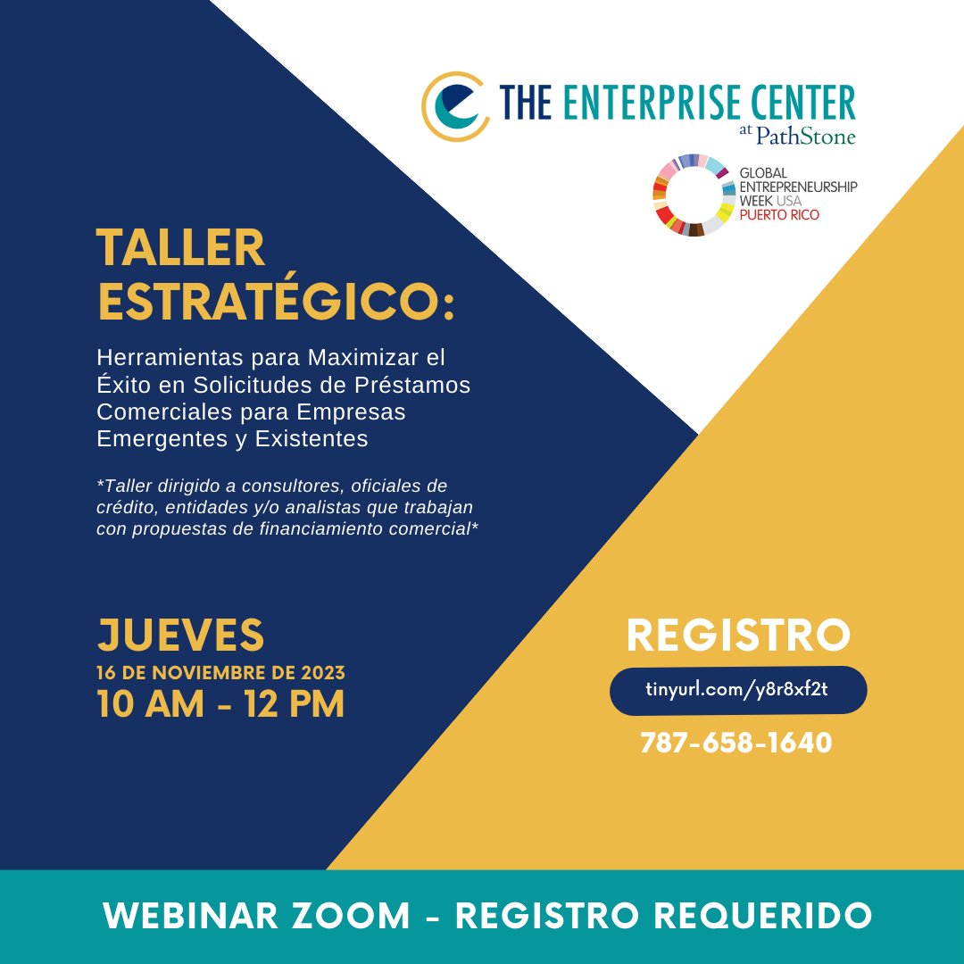 TeCpathstone's tweet image. #TallerEstratégico: jueves, 16 de noviembre 2023

*Taller dirigido a #consultores, oficiales de crédito, entidades y/o analistas que trabajan con propuestas de #financiamiento comercial*

¡Regístrate Hoy! tinyurl.com/y8r8xf2t

@TeCpathstone
@unleashingideas