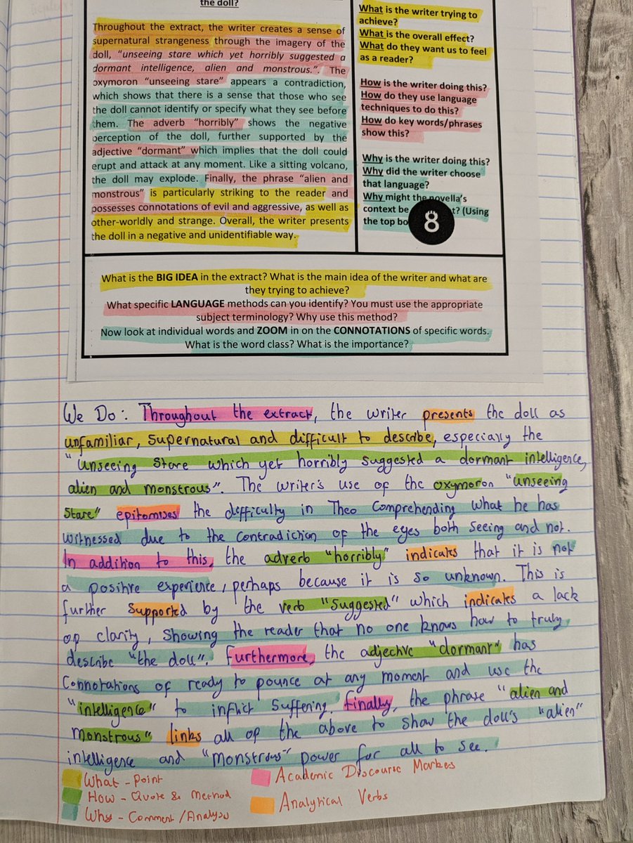 After some really useful AQA CPD, I decided a different method of quote explosion based on the feedback from the last assessment. The quality of the comments today was much stronger as a result 🙌