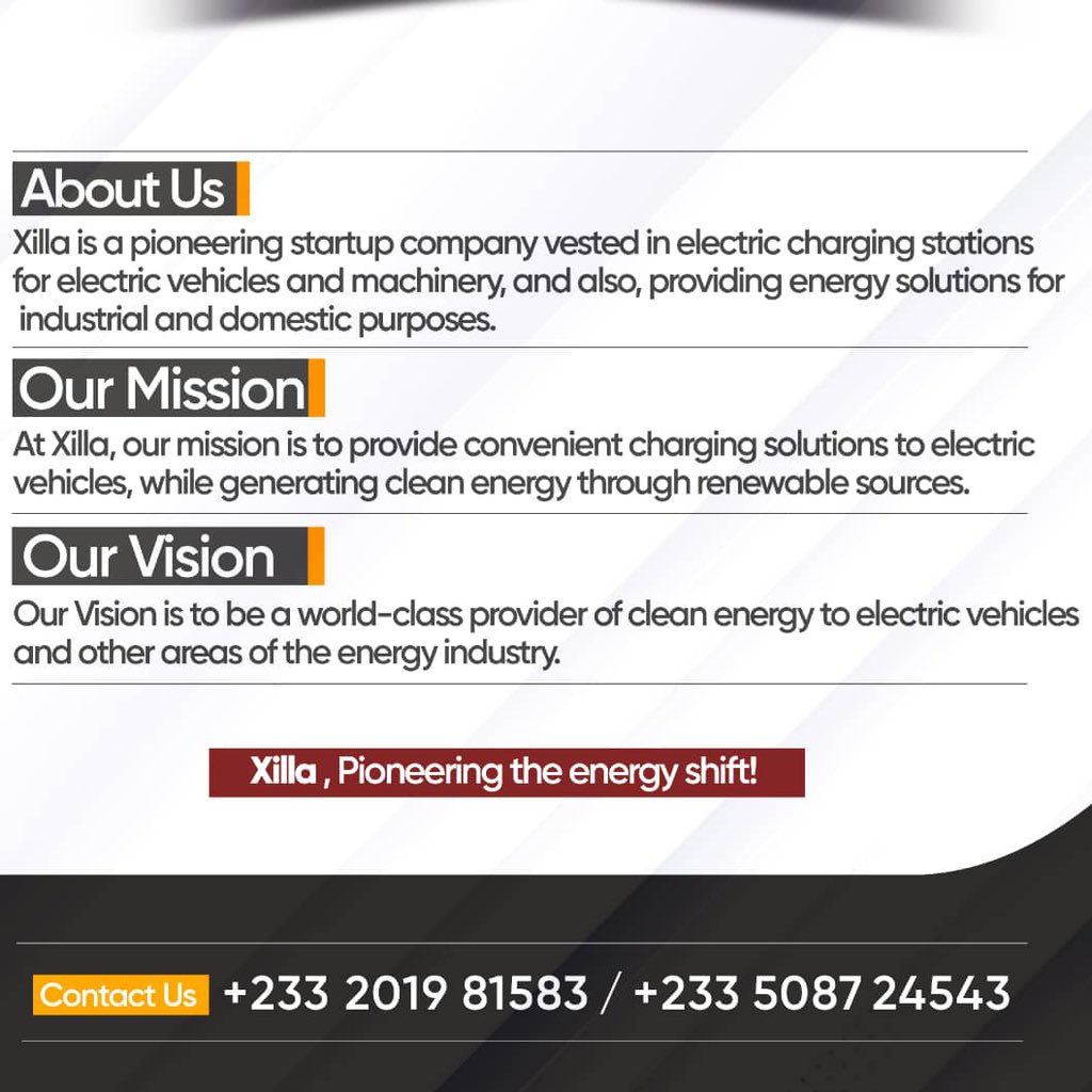 Prime_Xilla's tweet photo. Xilla presents a pioneering renewable energy solution for Electric Vehicles in Africa. 

#electricvehicles #evsolutions #futuremobility #futureenergy #renewableenergy #sustainableenergy #ghana #technology #africa #gdiw23 https://t.co/eNWsTnkC9f