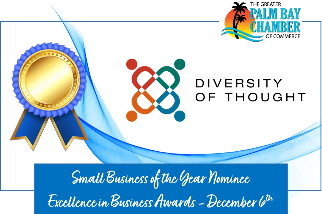 Congratulations to #DiversityofThought for being nominated for the #SmallBusiness of the Year #Award! You have been noticed! We will announce and reward the #winners that our #Partners have chosen at the Excellence in Business Awards and Board of Directors Installation Luncheo...