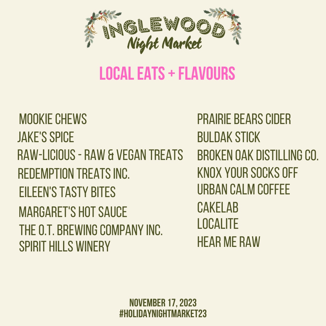 [ FRIDAY, NOVEMBER 17 #HOLIDAYNIGHTMARKET VENDOR GUIDE ]

Psst! We're only 3️⃣ days until the first weekend of the #InglewoodNightMarket Holiday Edition! ✨❄️ 

Swipe ➡️ to see the full list of vendors scheduled for Friday, November 17! 🎄 #HolidayNightMarket23