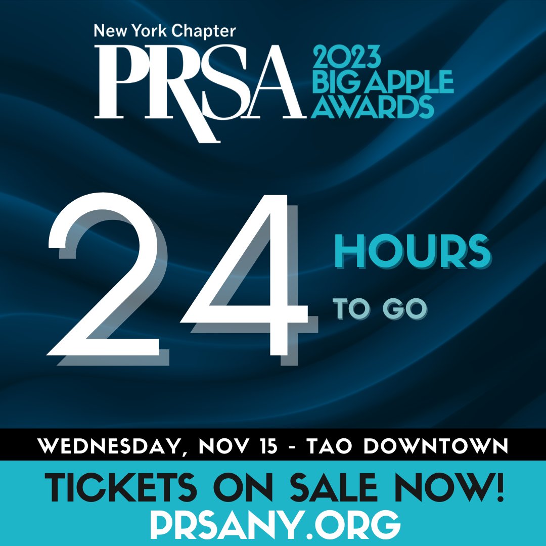 This is your last chance to get your tickets to attend this year's #BigAppleAwards2023!

Purchase your ticket or table at prsany.org/event/BA2023.

#BigAppleAwards #PRSANY