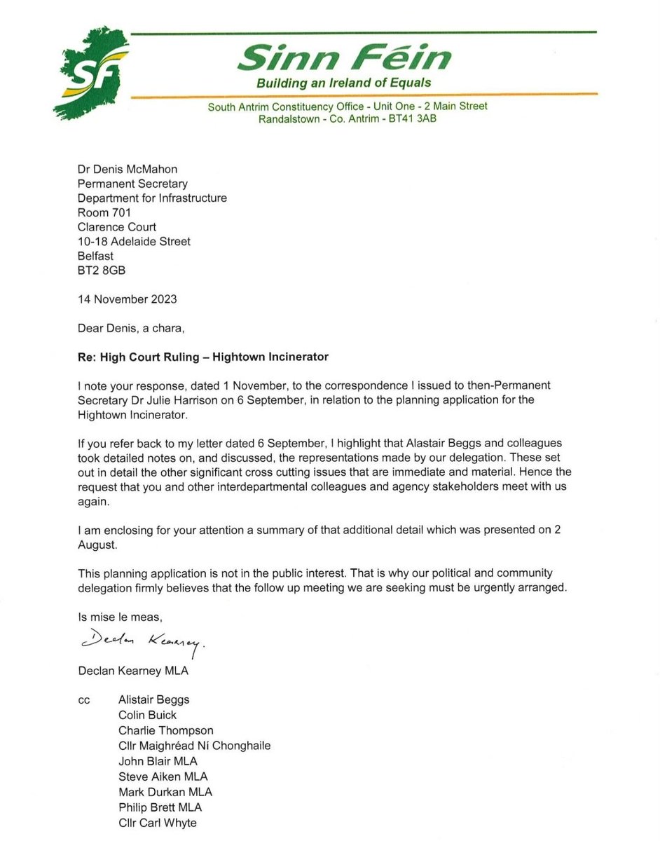 NotInHightown's tweet image. Political representatives back local community in rejecting Hightown ARC21 #Incinerator, as latest update as advertised by applicant. @sinnfeinireland @southantrimdup @DeclanKearneySF @allianceparty @JohnBlairMLA @SteveAikenUUP @BBCNewsNI @PhillipBrett21 @SouthAntrimUUP @SDLPlive