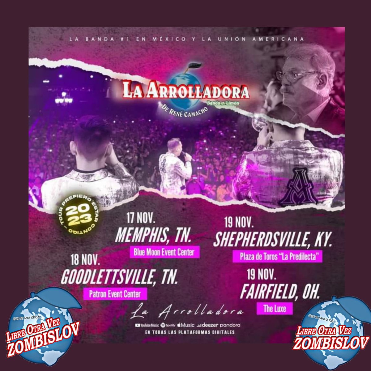 BGrupera's tweet photo. Estás Son Las Próximas Presentaciones de el Próximo Fin de Semana de
La A R R O L L A D O R A
Banda El Limón de Don René Camacho 🕺🏻💚🍋
📍🌏 🔄🗓️📌
Tour:
♦️"PREFIERO ESTAR CONTIGO" 🕺🏻✨💚🍋♦️
#ZombisLOV 🍋 💚
#SeguimosApoyando ❣️
#SoyArrollaFan ✋🏻 💃🏻
#EraABL2023 🔥🍋💚 https://t.co/Vu42uhwlIl