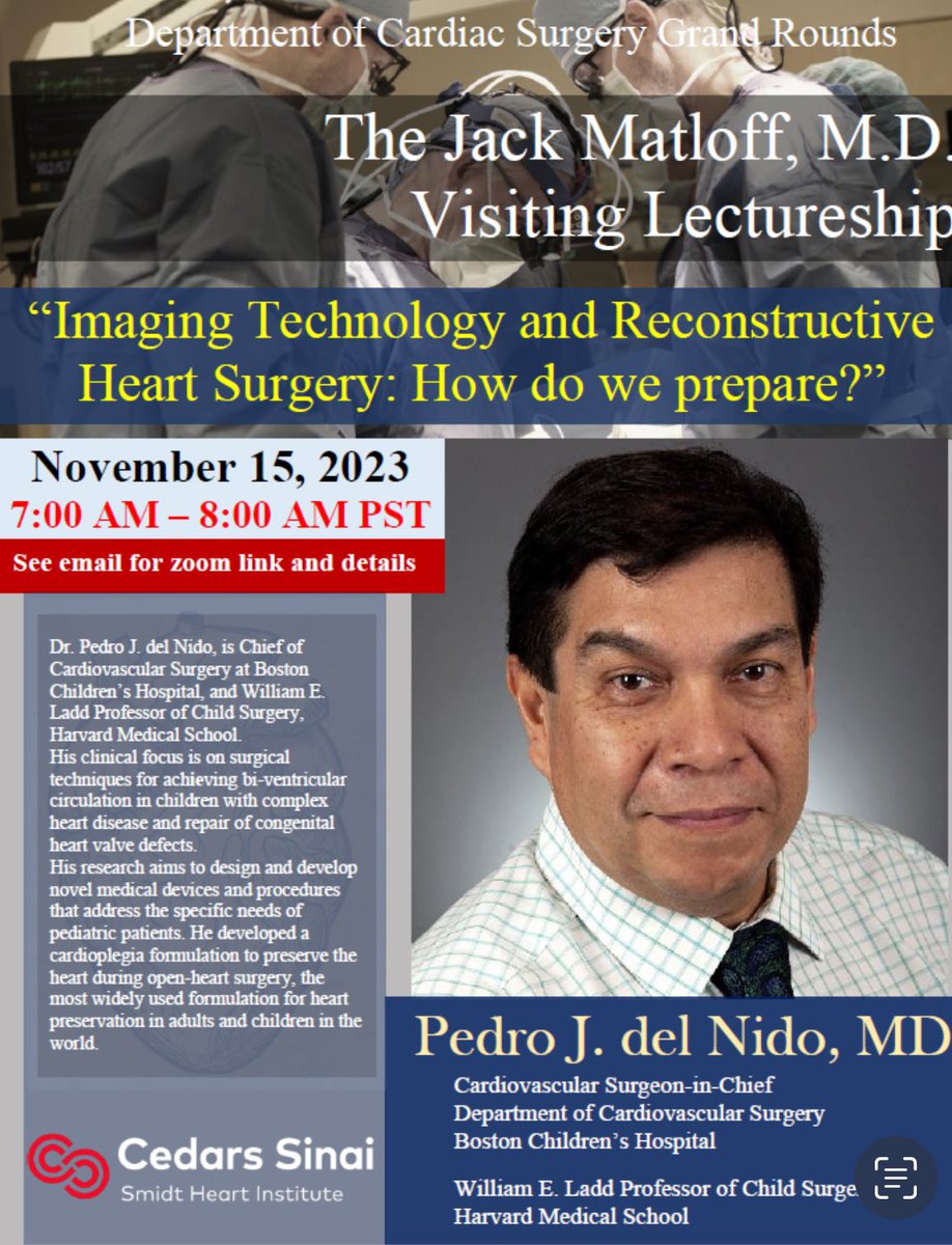 Join Grand Rounds with Dr. Pedro del Nido tomorrow Wednesday 15th November 7am PT/ 10am ET 👇 DM me for link