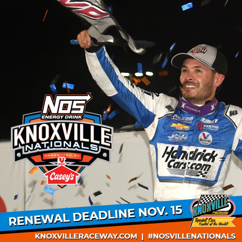 Reminder: 2024 Knoxville Nationals Ticket Renewals are due tomorrow at midnight central time! 

Four-Day ticket packages will go on sale to the public on Dec. 1.