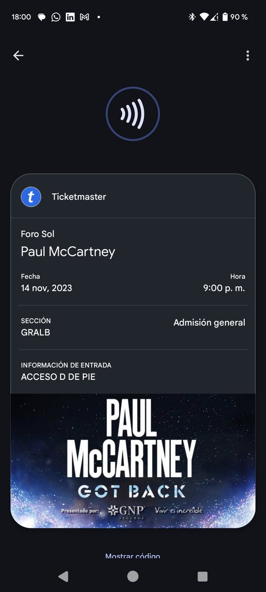 Dacaro90's tweet photo. Boleto para #PaulMcCartney el día de hoy en gral B al costo.
@SobranBoletos
@Vendo_Boletos @boletos @Boletos_CDMX @VendoBoletosDF @boletos https://t.co/v3sKi7EXUy