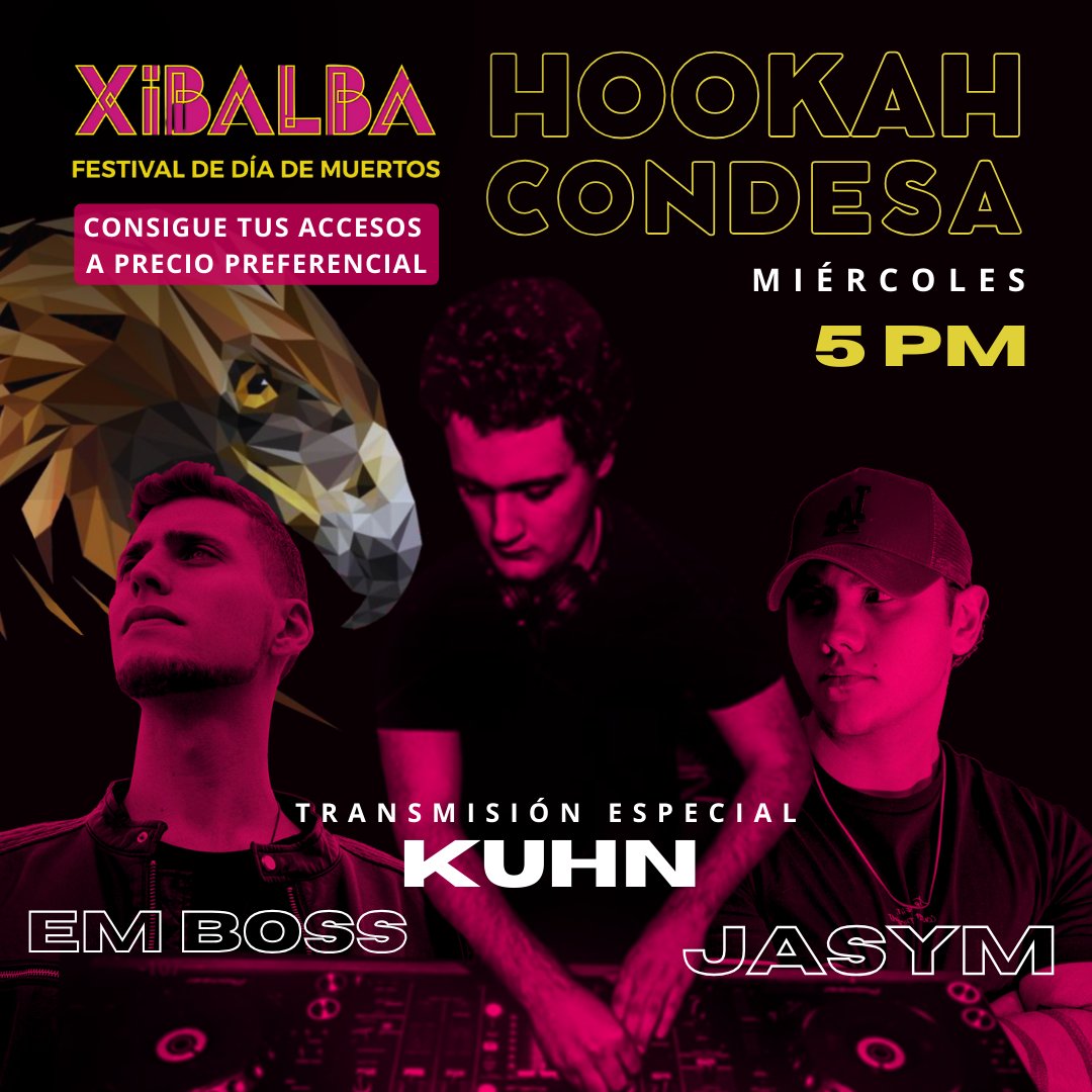 BEATOFICIAL's tweet image. ¡Te esperamos mañana en #HookahCondesa a partir de las 5 PM! 💀✨ Podrás disfrutar de los DJs SET de #Kuhn, #EmBoss y #Jasym ¡Y adquirir tus boletos para #XibalbaFestival a precio preferencial y sin cargos extras! 🎟️

beatdigital.mx
TOTAL MUSIC