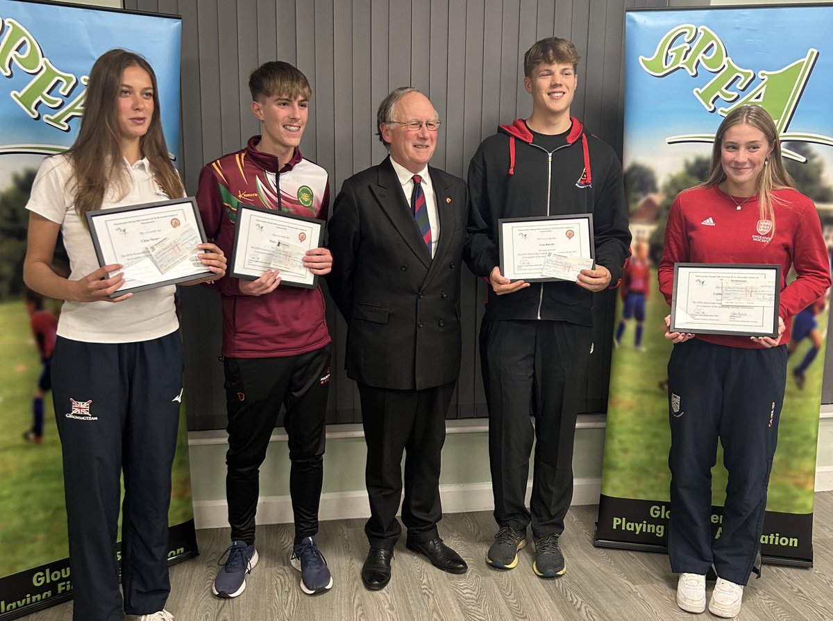 Fantastic evening at Glos Playing Fields Association AGM to award these young sports people with Hon Co Awards 

<a href="/SybilRuscoe/">Sybil Ruscoe</a> <a href="/AndrewTabor1/">Andrew Tabor 🇺🇦</a> <a href="/juliekentmbe/">Julie Kent MBE</a> <a href="/parobson59/">Phil Robson</a> 
#hockey #bowls #rowing #sport