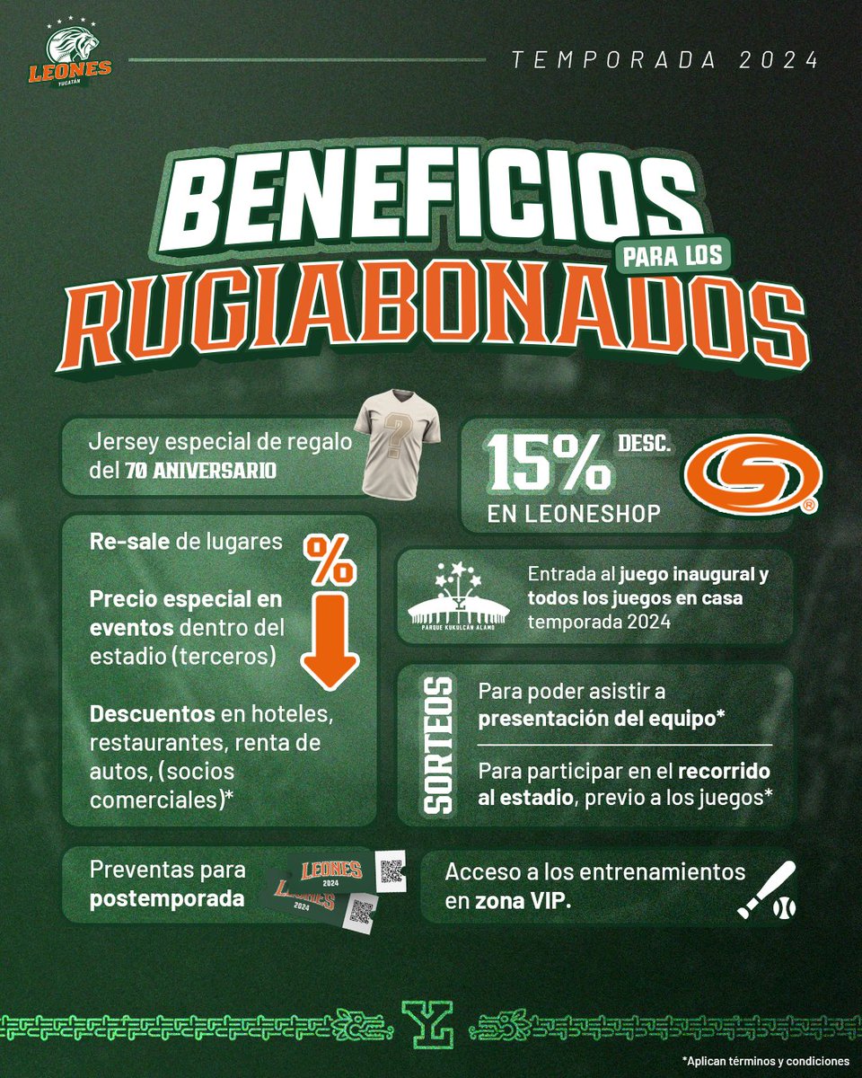 leonesdeyucatan's tweet image. ¿ARE YOU READY? | ESTOS SON LOS BENEFICIOS DEL RUGIABONO 2024 🤩🏆🦁

¡Desde este jueves 16 de noviembre ya podrás renovar tu abono para la temporada 2024!🙌🏼

📞📲 99 97 48 15 98

¡No te quedes fuera!🫵🏼

#Temporada2024 #Rugiabonados #LY