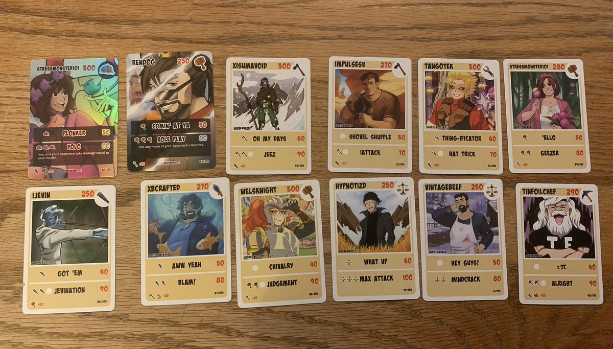 DruidQueen89's tweet photo. I’m so excited! I got my #hermitcrafttcg cards! They are so beautiful! Big shoutout to @VintageBeefLP and @creocards for all their hard work! I’m so happy to have my cards. Especially my holo @WelsknightPlays and @Stressmonstah and my collectors @EthoLP !! 💜💜💜 #creocards https://t.co/BjTD0SMVYk