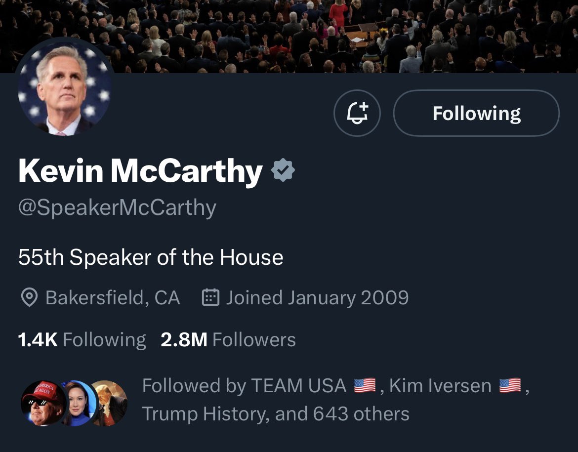 Why does McCarthy have a security detail and why is “SpeakerMcCarthy” still his twitter handle?