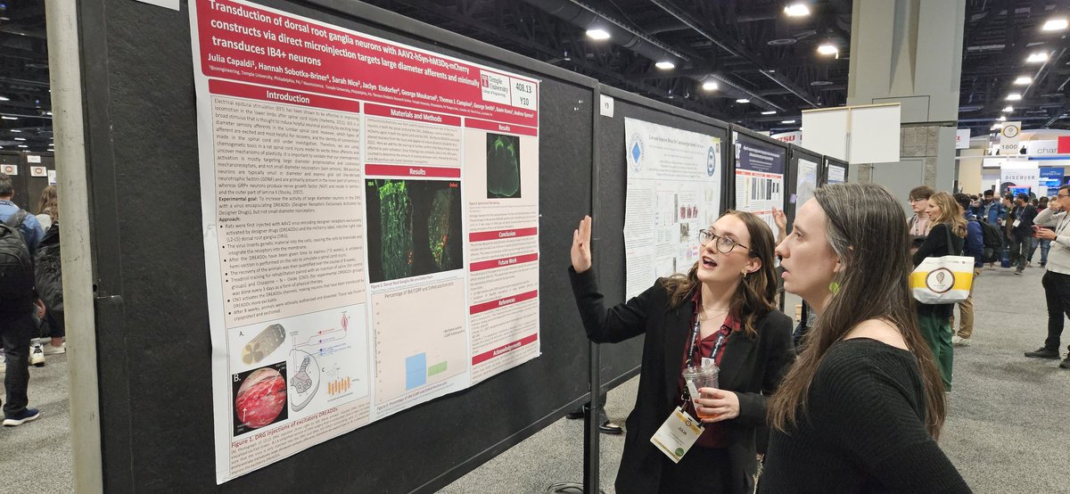 While current undergrad research fellow Julia Capaldi holds her own with details of our viral transduction methods for spinal cord injury research - go JC!