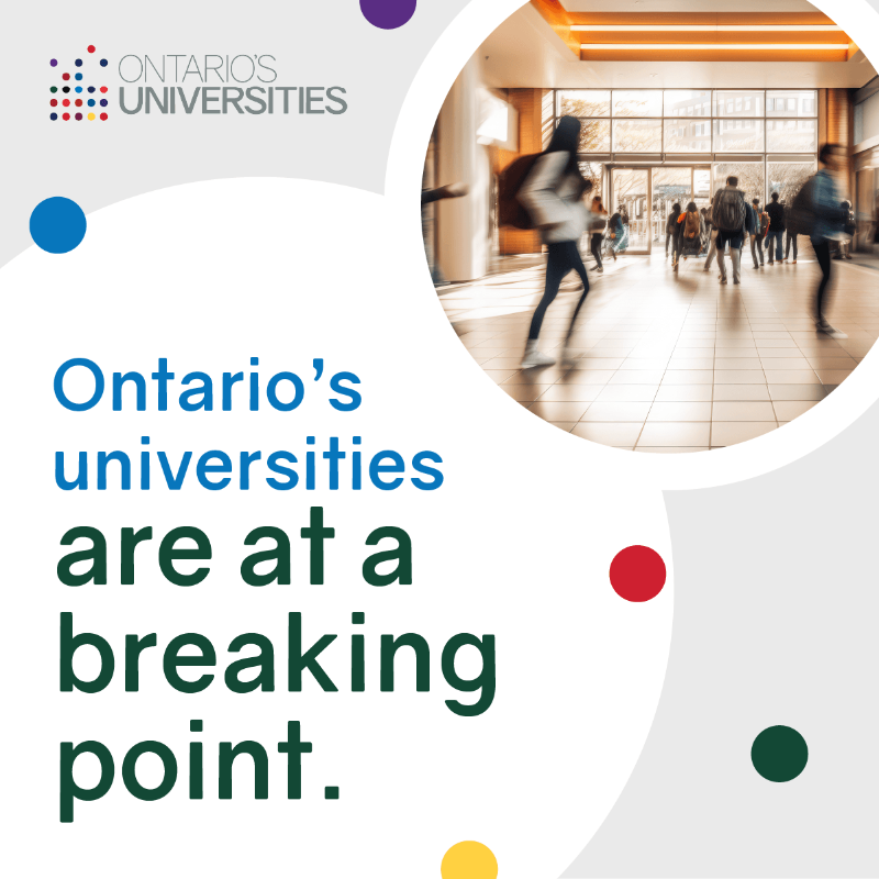 OntUniv's tweet photo. A 10% tuition cut in 2019. Four years of a tuition freeze. Pressure from inflation. Without an end to the tuition freeze and additional government funding, the programs and services Ontario’s students rely on and deserve are at risk.

The time for government action is now.