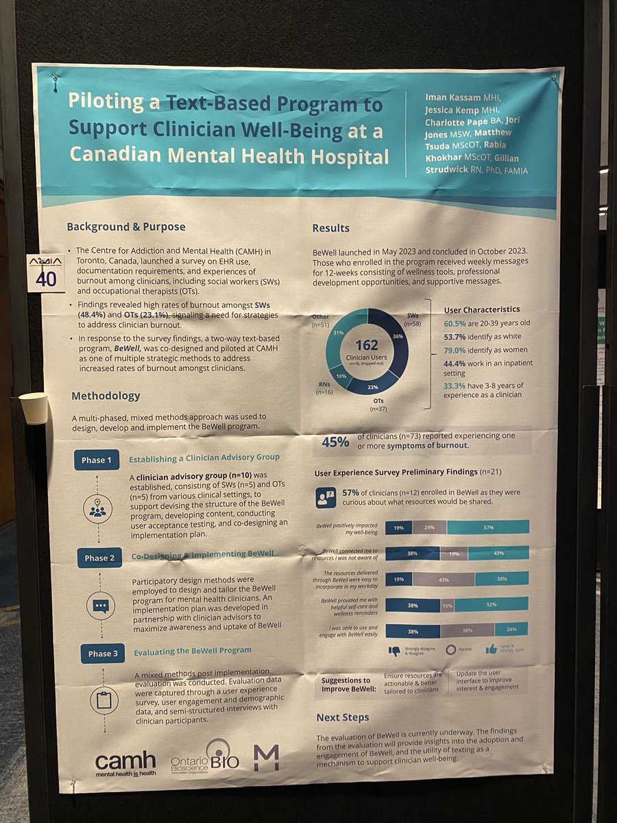 Iman Kassam (@imankkassam) on Twitter photo Bringing BeWell <a href="/CAMHnews/">CAMH</a> to #AMIA2023! In partnership with clinician advisors and <a href="/memotext/">MEMOTEXT</a> we piloted a wellness text messaging program to support clinician well-being. <a href="/GStrudRN/">Gillian Strudwick</a> <a href="/jesskemp13/">Jessica Kemp</a> <a href="/besaskwell/">Be SaskWell</a> Bringing BeWell <a href="/CAMHnews/">CAMH</a> to #AMIA2023! In partnership with clinician advisors and <a href="/memotext/">MEMOTEXT</a> we piloted a wellness text messaging program to support clinician well-being. <a href="/GStrudRN/">Gillian Strudwick</a> <a href="/jesskemp13/">Jessica Kemp</a> <a href="/besaskwell/">Be SaskWell</a>