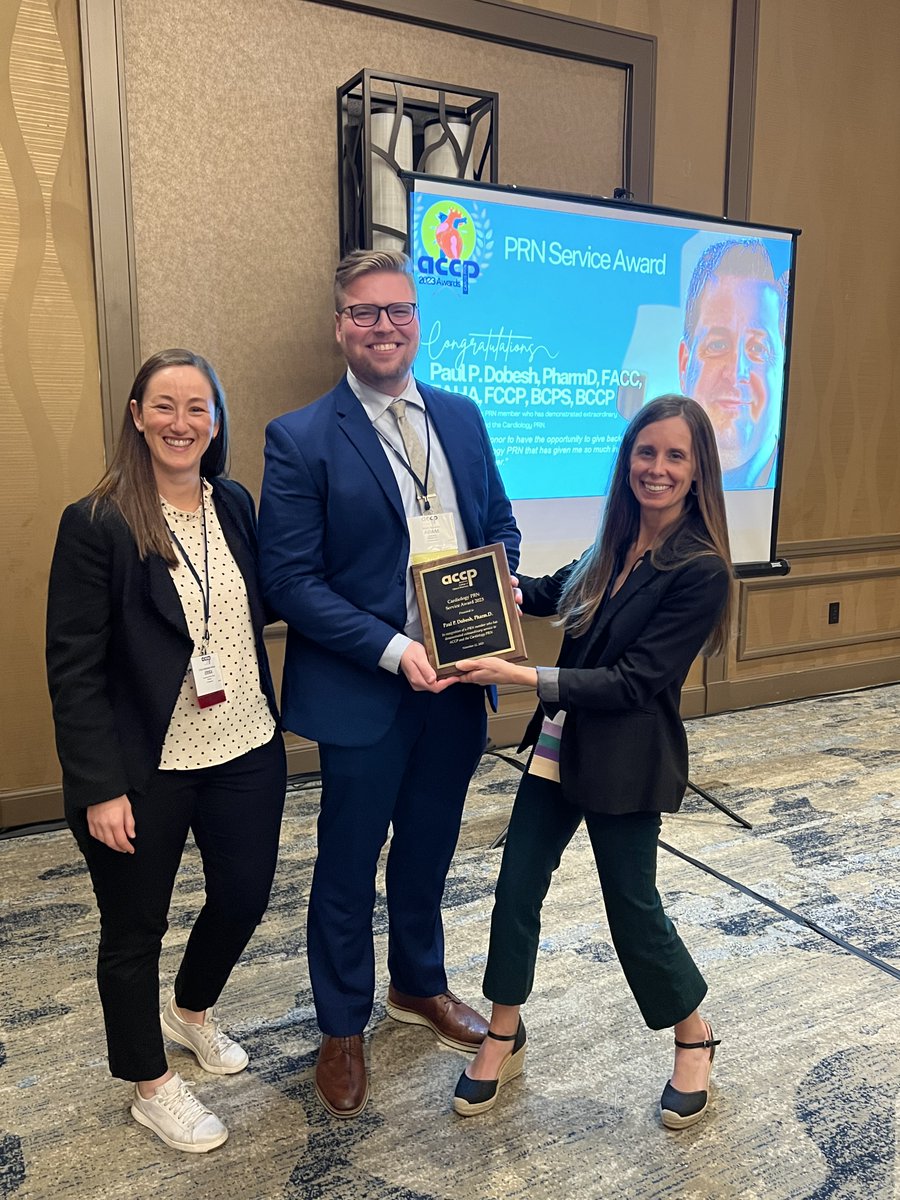 Congratulations to Paul Dobesh, FACC, FAHA, FCCP, BCPS, BCCP who received the Cardiology PRN Service award! And a big shout out to Adam Roskam for accepting the award on behalf of Paul. #ACCPAM23