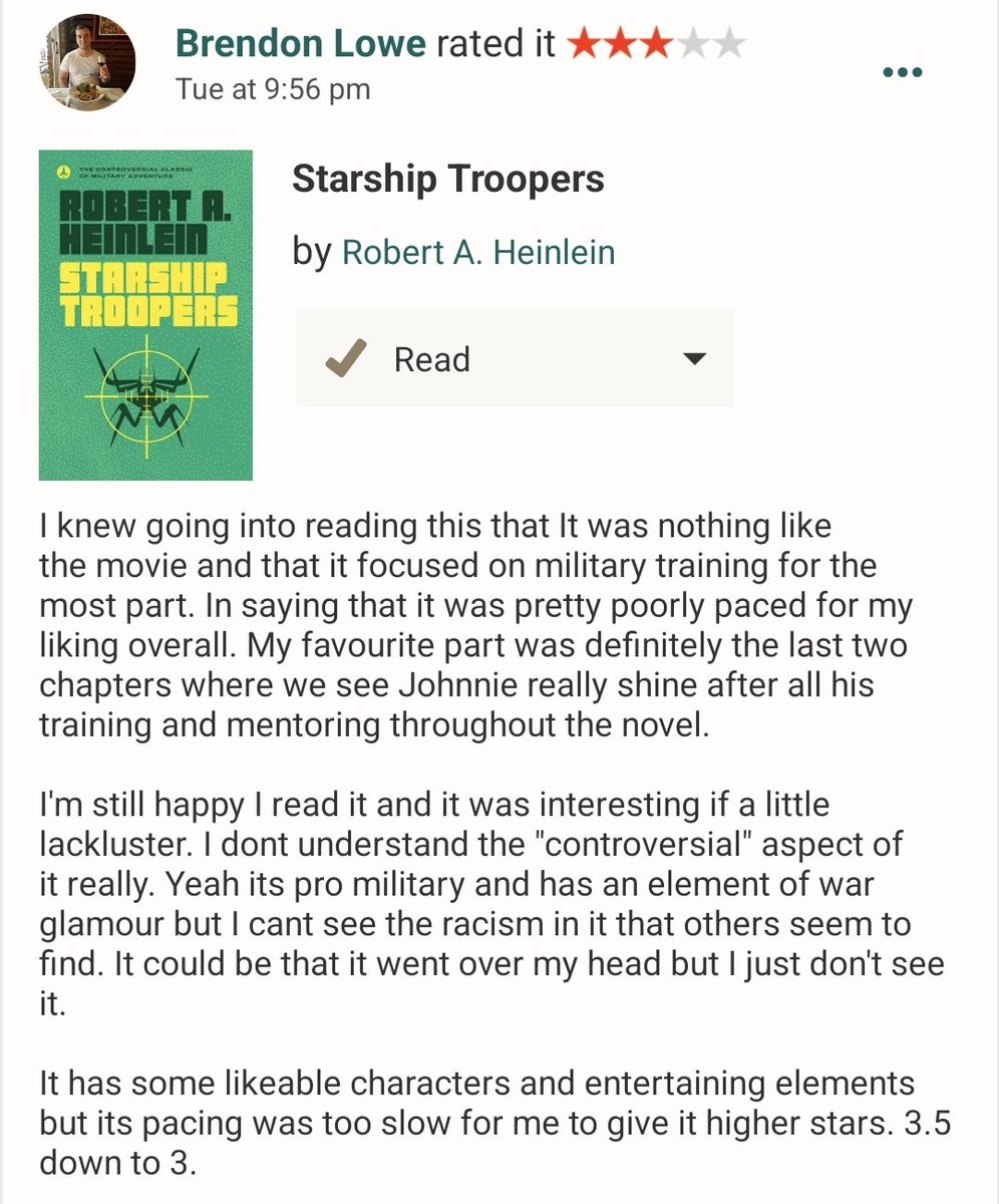 Starship Troopers by Robert Heinlein book review. Its was ok a bit lackluster imo. 
#scifibooks #BookReview #sciencefiction #scifireads #scifireview #vintagescifi