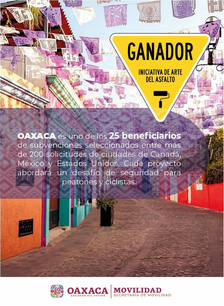 Secretaría de Movilidad (@semovi_goboax) on Twitter photo Hoy <a href="/BloombergDotOrg/">Bloomberg Philanthropies</a> anunció que Oaxaca fue seleccionado por #AsphaltArtInitiative para realizar una intervención táctica, promover mejores prácticas y fomentar calles más seguras; proyecto que realizará la #Semovi con el acompañamiento de <a href="/SURinstitute/">SUR | Instituto del Sur Urbano</a>. Hoy <a href="/BloombergDotOrg/">Bloomberg Philanthropies</a> anunció que Oaxaca fue seleccionado por #AsphaltArtInitiative para realizar una intervención táctica, promover mejores prácticas y fomentar calles más seguras; proyecto que realizará la #Semovi con el acompañamiento de <a href="/SURinstitute/">SUR | Instituto del Sur Urbano</a>.
