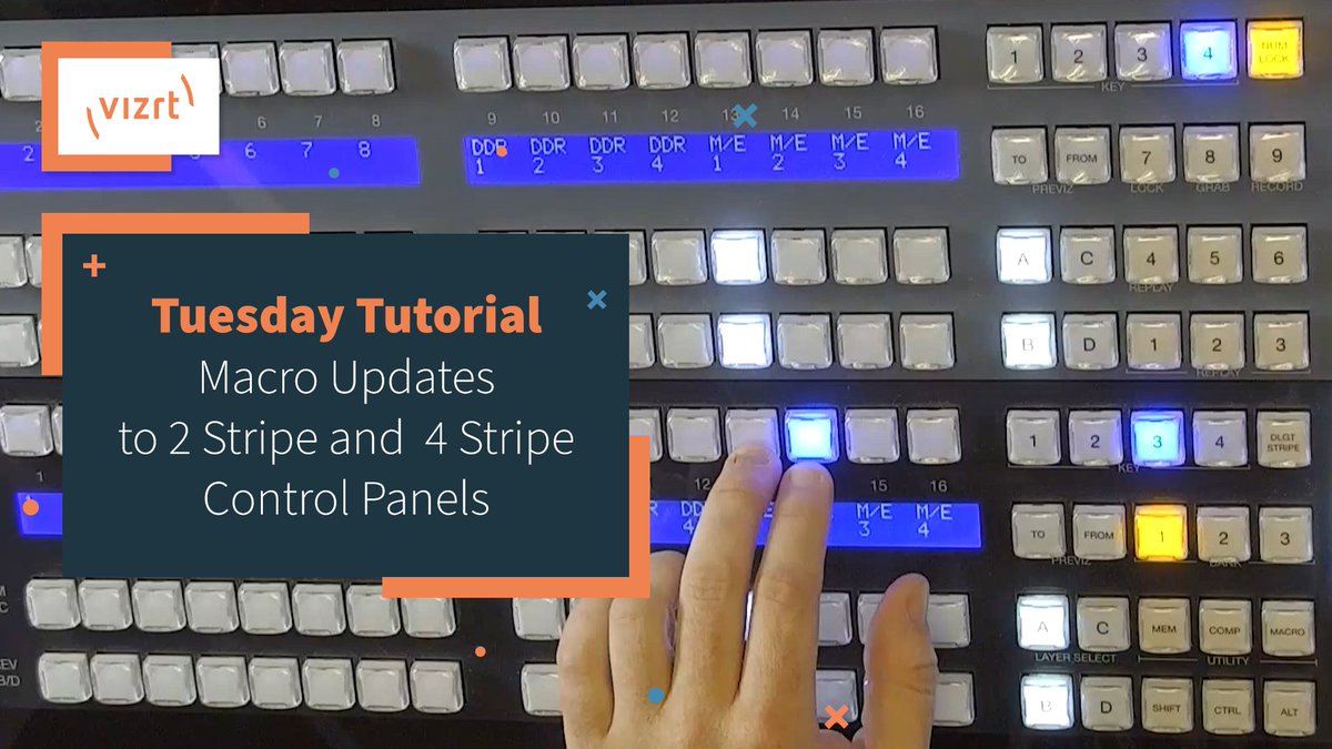 vizrt's tweet photo. In our newest TriCaster Tuesday Tutorial, learn how to utilize one-touch macros with the latest update to the 2 Stripe and 4 Stripe Control Panels.
Discover how.👇
https://t.co/GBE8BUsfYp
#ProAV #CreateVideo #TriCaster https://t.co/j9LBEAccKV