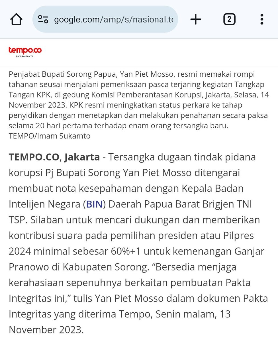 Gara2 kasus korupsi diungkap, pakta integritas antara BIN dengan pelaku untuk menangkan Ganjar bocor. Loh kok Ganjar ? Ketika pakta dibuat, dinasti belum menyebrang ke Koalisi Indonesia Maju. Pertanyaannya bgmana dengan ratusan Pj Kepala Daerah lainnya ? 😴