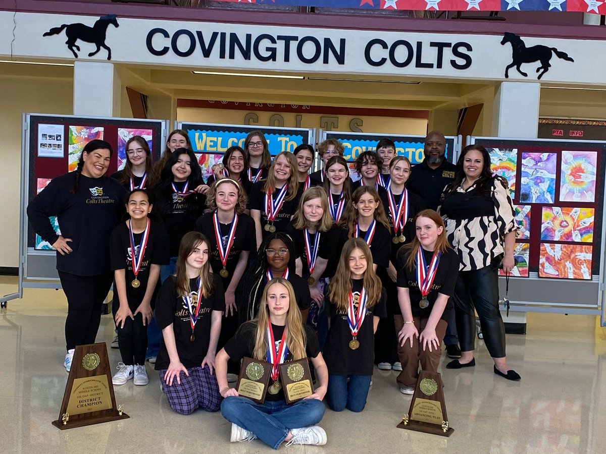 Way to go <a href="/coltstheatre/">Covington Colts Theatre</a>! DISTRICT CHAMPIONS! We are all so proud of y’all! #wearecolts <a href="/AustinISD/">Austin ISD</a> <a href="/AISDArts/">AISDArts</a> <a href="/Matias_AISD/">Matias Segura</a>