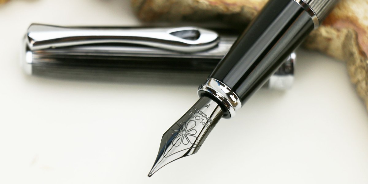 The Diplomat Excellence A2 fountain pen has never looked more sophisticated than it does in the new Guilloche Black/Chrome color: penchalet.com/category.aspx?… #fountainpen #luxury #diplomatpens #penchalet #newpens #guilloche #german