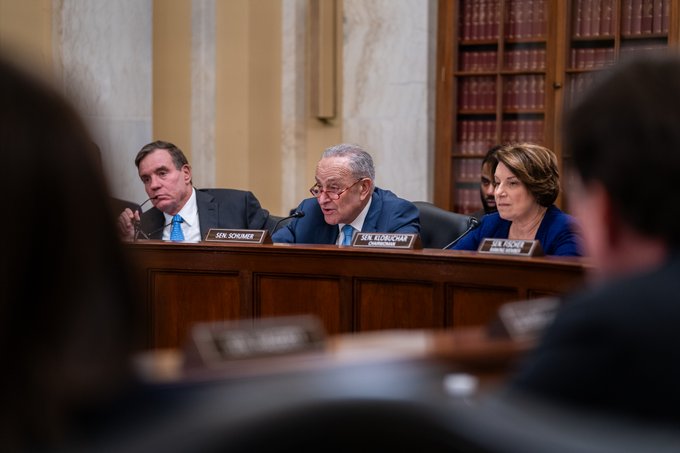 Senator Schumer delivers remarks at a Senate Rules Committee hearing, November 14, 2023.