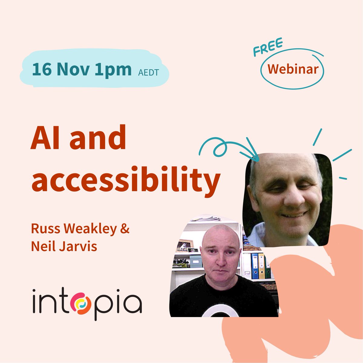 Want to learn more about AI and accessibility? Join @WellingtonOwl and @russmaxdesign for our free webinar this Thursday at 1pm AEDT. You don't need to register, just join us on the day! All the details are on our website: intopia.digital/articles/intop… #a11y #accessibility #AI