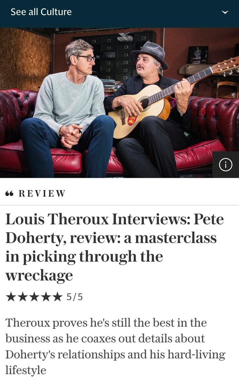 Lovely review for #louistherouxinterviews Pete Doherty <a href="/louistheroux/">Louis Theroux</a> <a href="/petedoherty/">Peter Doherty</a> <a href="/mindh/">@dohyaun</a> telegraph.co.uk/tv/2023/11/14/…