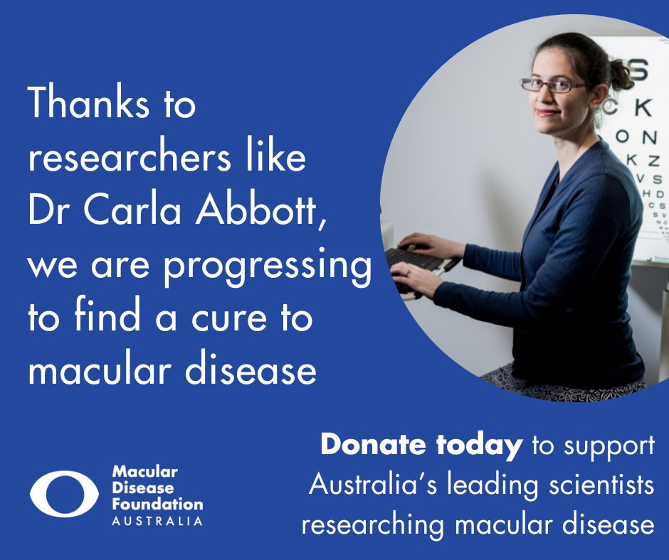 Macular disease is the leading cause of blindness and severe vision loss in Australia. But here’s the ray of hope: thanks to researchers like Dr Carla Abbott, there is hope for a cure to save the sight of millions of Australians. 

Donate today: mdfoundation.com.au/get-involved/d…