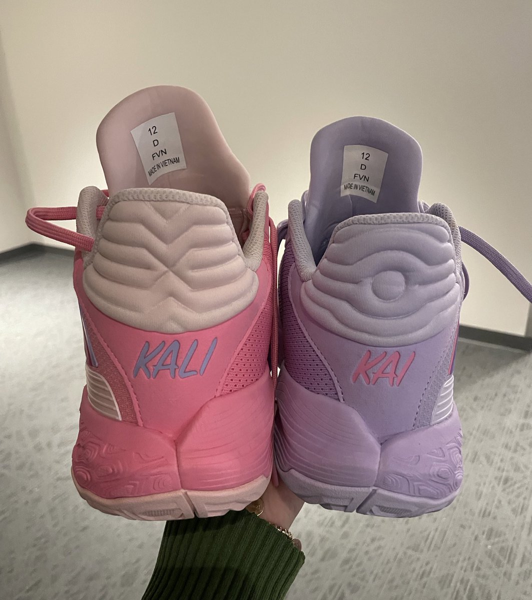 .@TyreseMaxey is wearing a special pair of @newbalancehoops sneakers tonight. Today is his twin nieces’ birthday. Their names are Kali and Kai, and their favorite colors are pink and purple. 🩷💜