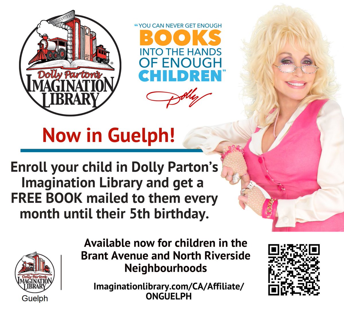 Spread the word #Guelph- children under 5 in Brant Avenue + North Riverside areas are able to get monthly free books in the mail!
<a href="/Ward2Rodrigo/">Rodrigo Goller</a> <a href="/carlyklassen/">Carly Klassen</a> <a href="/guelphneighbour/">Guelph Neighbourhood Support Coalition (GNSC)</a> 
<a href="/CamGuthrie/">Mayor Cam Guthrie</a> <a href="/MikeSchreiner/">Mike Schreiner</a> 
Sign up your child or donate to support a child: imaginationlibrary.com/ca/affiliate/O…