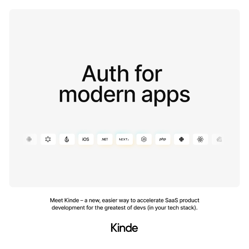 HeyKinde's tweet photo. Simple, beautiful, powerful - and free up to 7,500 MAU.