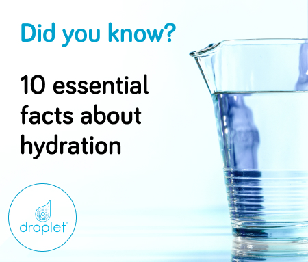 Water makes up about 60% of the adult human body. It’s essential for every cell and function in our body, from regulating temperature to cushioning joints.

Learn more at ➡️ droplet-hydration.com/10-hydration-f…

#Droplet #HydrationIsKey #StayHydrated