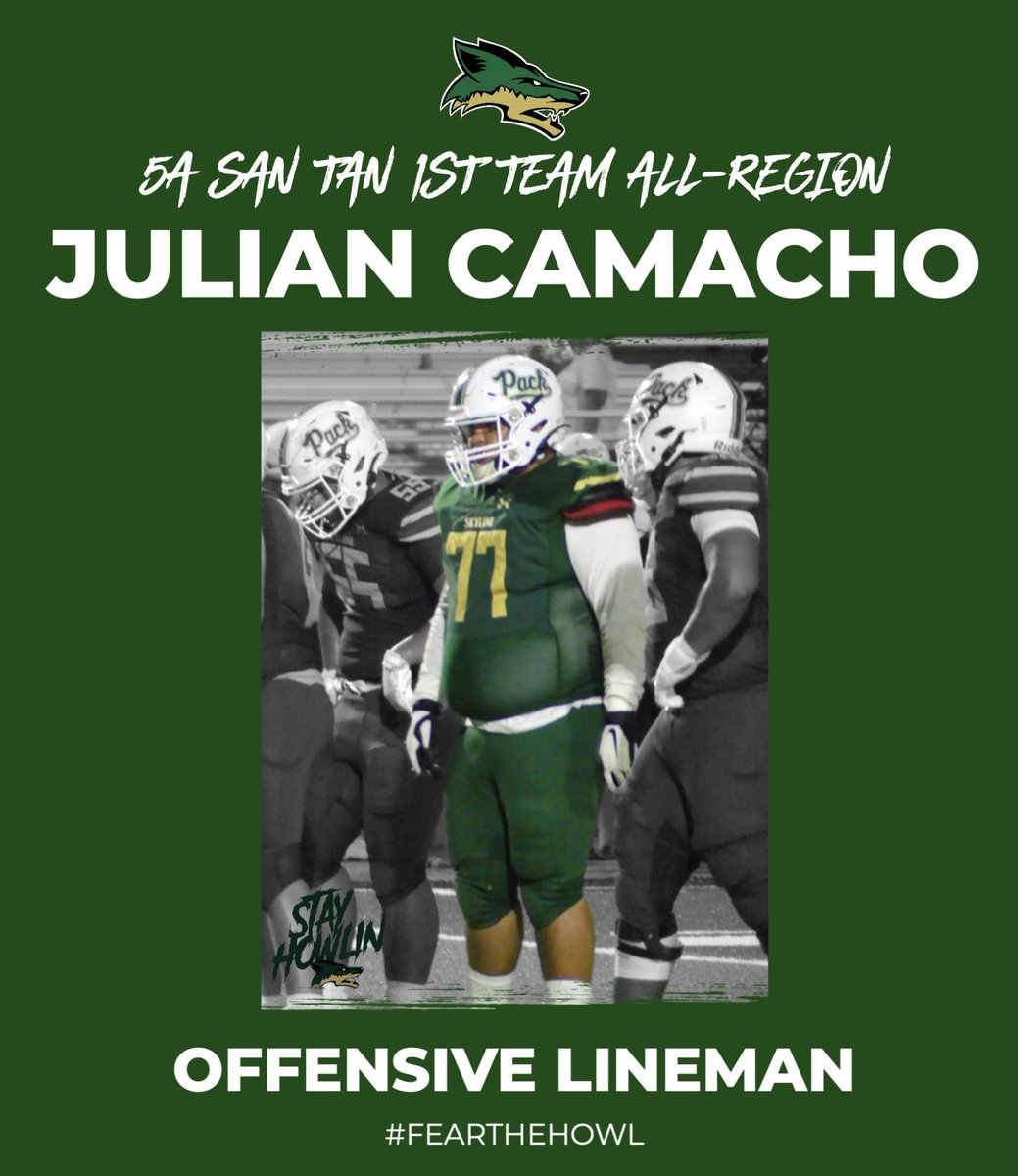Congratulations to <a href="/Juliancamacho54/">Julian Camacho</a> for earning 1st Team All-Region up front on the O-Line! Hard working individual! #FearTheHowl