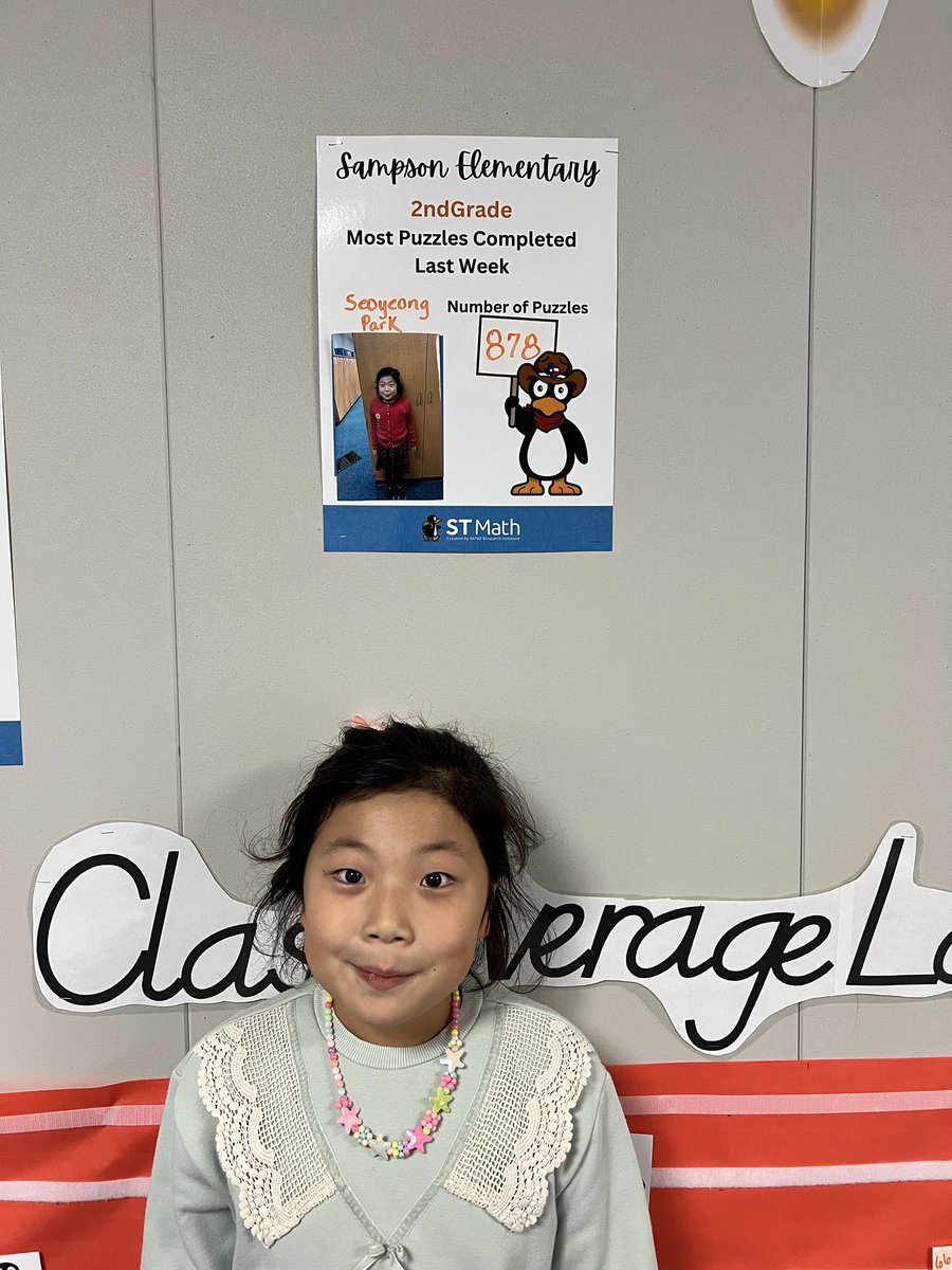 mrsmichelclass's tweet image. Top 2nd grader for the week completing over 800 ST Math puzzles in one week! WOW! Way to go, Sophia! 👏🏼👏🏼 @STMath @SampsonElem @2ndgradeSampson #hardwork #commitment #sampsonstrong