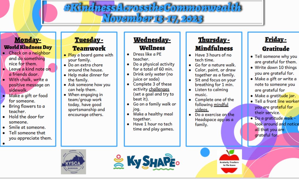 CDR families, if you want a free kid night and a date night post a picture of your family participating in Wellness tomorrow. Yoga, running, walking, strength training💪👍😃 #kindnessacrossthecommonwealth @KY_SHAPE