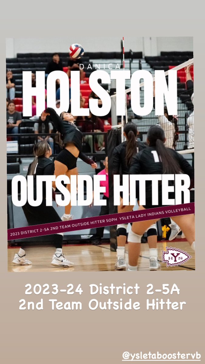 Congratulations to Danica Holston for receiving the District 2-5A 2nd Team All District award. Not only an outside hitter, but all around player for the Indians. Congratulations Danica🏐🏹