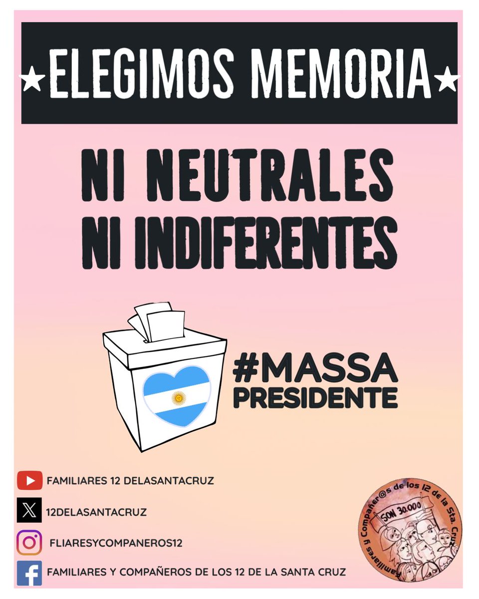 12delasantacruz's tweet photo. Estamos confiados de que el domingo 19 el pueblo argentino dirá en las URNAS https://t.co/HGC8AsSFkH